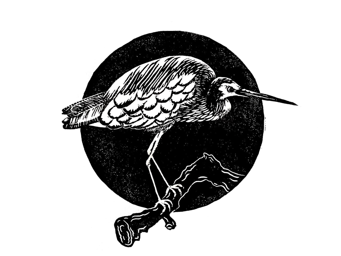 “Heron” Linoprint