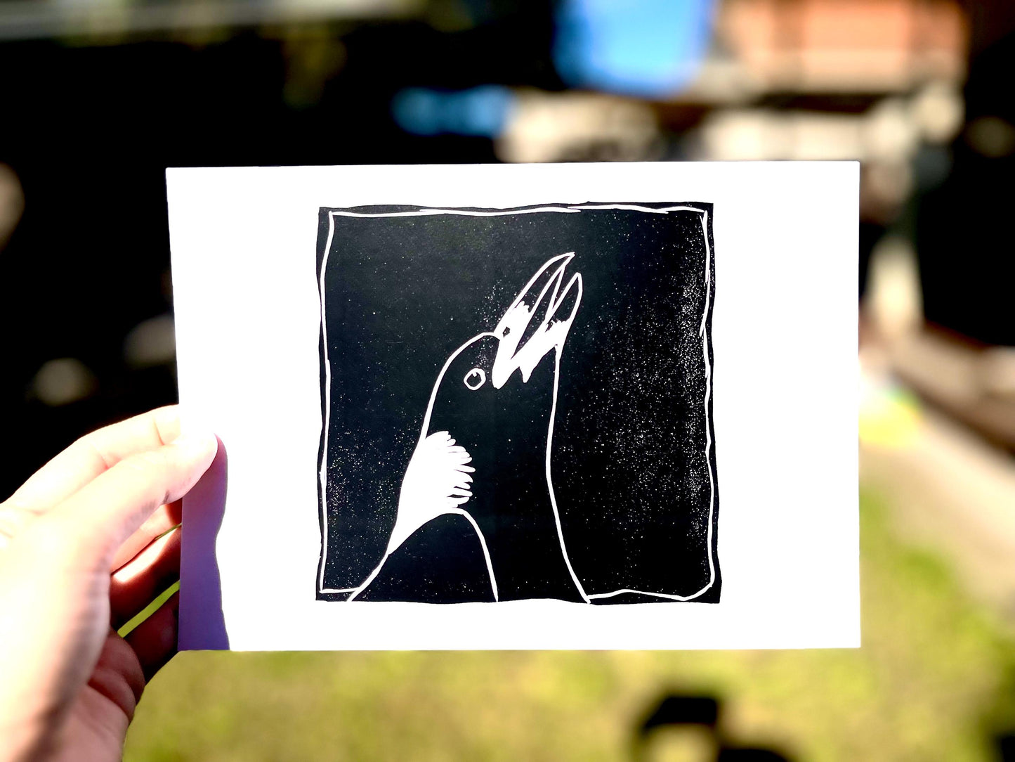 “Magpie” linoprint (digital print)