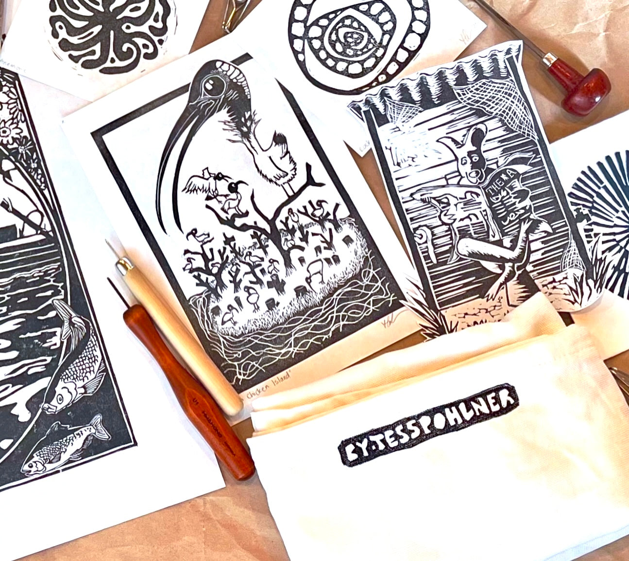 Hand Printed Linocuts