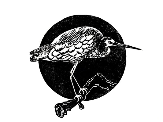 “Heron” Linoprint